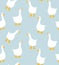 Seamless farmhouse pattern with hand drawn geese. Countryside farm style design vector illustration