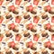 Seamless fast food pattern with cheeseburgers and french fries