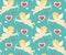 Seamless Festive Love Pattern with Cupid and Hearts on Blue