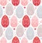 Seamless festive pattern with eggs and folk ornaments in row. Wallpaper with Easter treat. Wrapping paper with eggs with natural