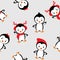 Seamless festive pattern with funny baby penguins