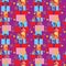 Seamless festive pattern with gifts and flowers