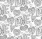 Seamless festive texture with doodle hearts and love