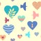 Seamless fill with hearts and birds