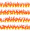 Seamless fire flame. Dangerous flaming pattern, flammable line blaze. Hot temperature firewall borders cartoon vector