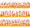 Seamless fire flames line vector set