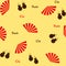 Seamless flamenco pattern with fans and castanets