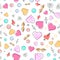 Seamless flat pattern with cupid, hearts and angel wings for Valentines day or Lovers Day.