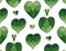 Seamless flat pattern with doodle hearts from leaves on a white background. Natural love. Save nature. Vector eco texture