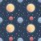 Seamless flat space pattern with planets and stars