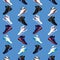 Seamless flat vector pattern of retro basketball shoes sneakers