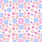 Seamless floral background with a pattern of different small flowers in pastel colors on a white background Vector