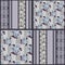 Seamless floral blue roses pattern retro patchwork background