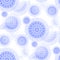 Seamless floral circles pattern blue white blurred