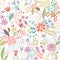 Seamless Floral colorful hand drawn pattern.