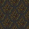 Seamless floral damask black, gold background