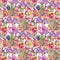 Seamless floral design with flowers and parrot for background, Endless pattern