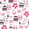 Seamless floral ladybird pattern vector illustration