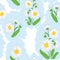 Seamless floral light vector pattern with camomile