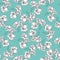 Seamless floral pattern, abstract sloppy black and white flowers, light gray-blue background