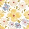 Seamless floral pattern autumn colours on a white background