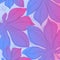 seamless floral pattern, background with gradient, leaves in pink-blue cr