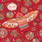 Seamless floral pattern with birds and text Miss you