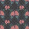Seamless floral pattern on black dotted