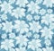 Seamless floral pattern. On a blue background there are blue flowers of edelweiss, a water lily, a lotus.