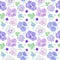 Seamless floral pattern with blue viola flowers