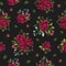 Seamless floral pattern with bordo burgundy rose flowers bouquets