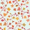 Seamless floral pattern with branches and leaves in autumn style, abstract texture, endless background. Vector