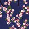 Seamless floral pattern with cherry sakura flowers on blue japanese background