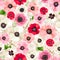 Seamless floral pattern with colorful poppy flowers. Vector illustration