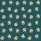 Seamless floral pattern composition small field flowers twigs berries leaves on green blueish background, fabric, tapestry, wallpa