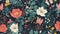 Seamless Floral Pattern with Dainty Flowers and Bold Blossoms Illustration