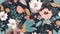 Seamless Floral Pattern with Dainty Flowers and Bold Blossoms Illustration