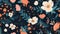 Seamless Floral Pattern with Dainty Flowers and Bold Blossoms Illustration