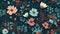 Seamless Floral Pattern with Dainty Flowers and Bold Blossoms Illustration