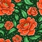 Seamless floral pattern with decorative peony