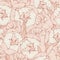 Seamless floral pattern. Elegant linear beige pastel tulips flowers background.