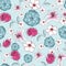 Seamless floral pattern of exotic lily flowers, roses and succulents