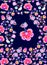 Seamless floral pattern with fabulous flowers and paisley on dark blue background. Print for fabric in ethnic style.