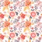 Seamless floral pattern with flowers and leaves. Watercolor drawing with flower arrangements