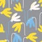 Seamless floral pattern with Galanthus flowers in Ultimate Gray and Illuminating colors