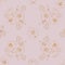 Seamless floral pattern, hand-drawn with Golden marker, on pale amaranth pink background .