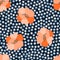 Seamless floral pattern with huge orange poppies against tiny abstract flowers