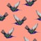 Seamless floral pattern hummingbirds.