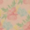 Seamless floral pattern. Large watercolor flowers on the aged textured background.