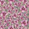 Seamless floral pattern made of purple malva flowers on grey background. Watercolor painting. Hand drawn and painted illustration.
